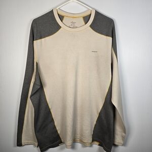 Patagonia Mens Capilene 3 Midweight Long Sleeve Base Layer Top Beige & Green XL